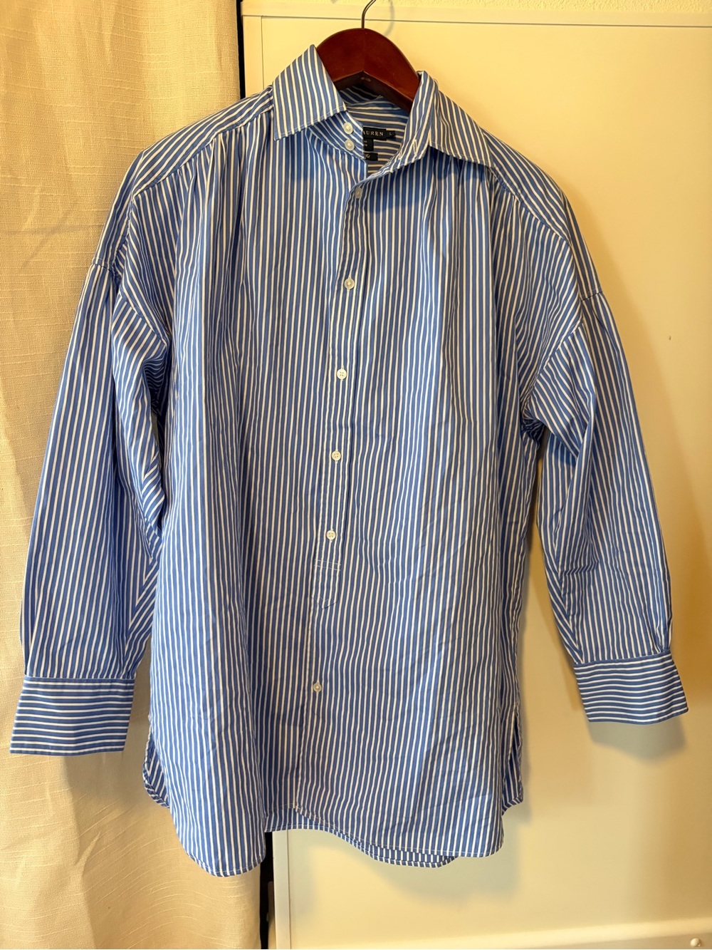 Ralph Lauren Blue and White Striped Dress Shirt